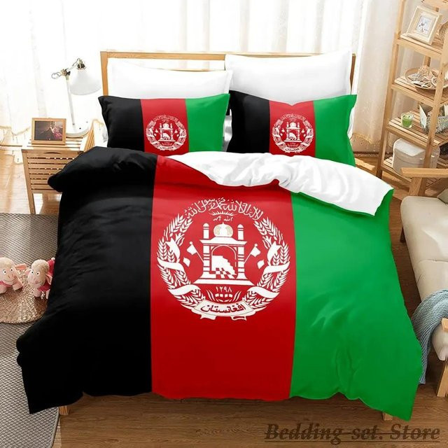 Bettwäsche Set Afghanistan Flagge von Your Warm Home, 2-teilig aus Mikrofaser, Mehrfarbig - Bild 1