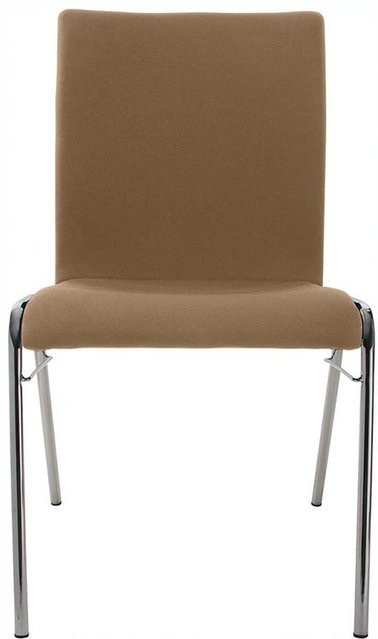BMV Besucherstuhl A45 aus Buche mit braunem Vollpolster und silbernem Chromgestell, B/T/H: 50 x 54 x 86 cm - Bild 1