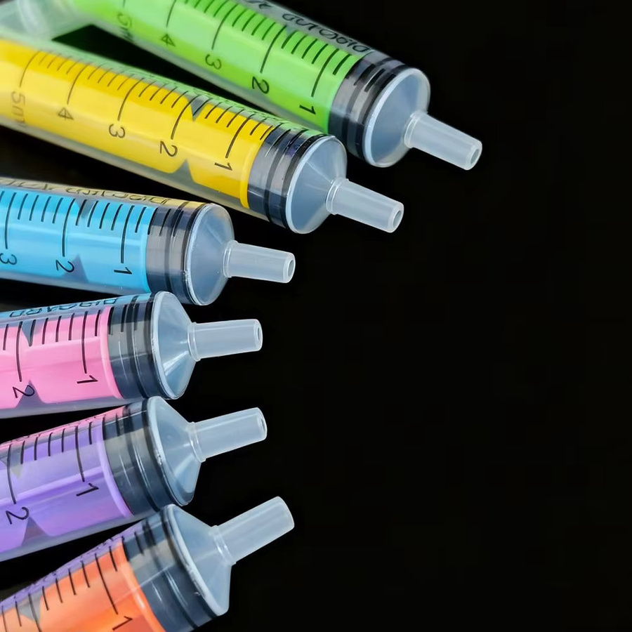 6/5 Stück farbige Spritzen 5ml für Flüssigkeitsdosierung und Klebstoff in Gelb, Blau, Lila, Grün und Orange - Bild 4