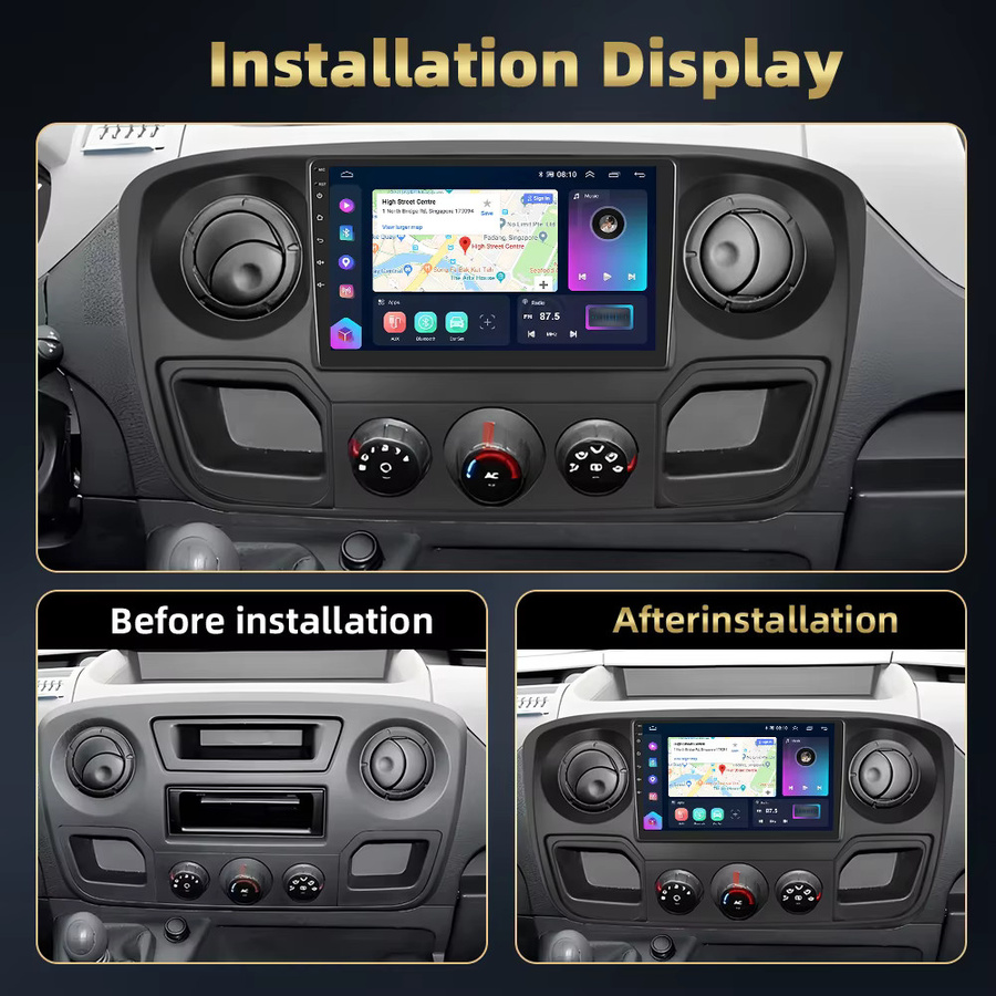 Podofo 10,1 Zoll Autoradio mit 4G, 8-Kern, DAB, WIFI und GPS für Renault Master, OPEL Movano und Nissan NV400 in Schwarz - Bild 2