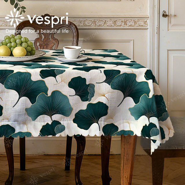 Vespri Frühlingstischdecke mit Blumenmuster in Grün und Weiß - Bild 1