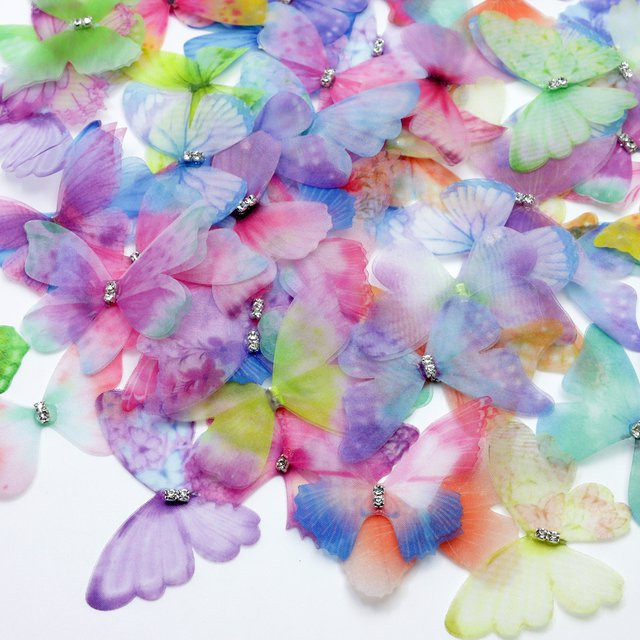 ANZUN Organza Schmetterlinge in zwei Schichten für Hochzeitsdekoration und Handwerk, 20 Stück, Multicolour, Breite: 5 cm - Bild 1