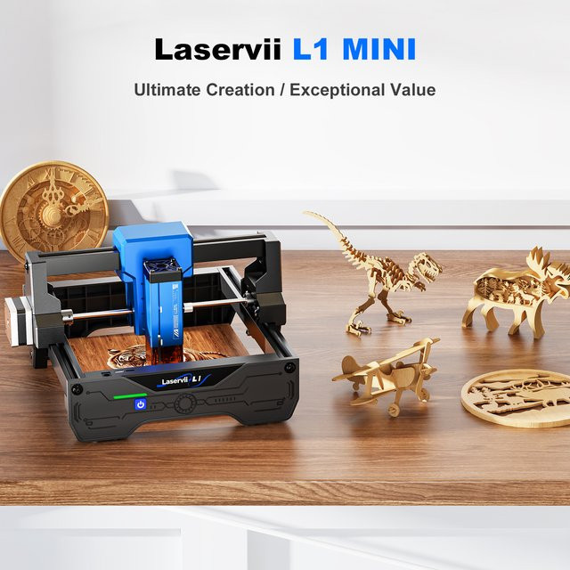 Laservii L1 Mini 3W Lasergraviergerät in Blau mit 150 x 150 mm Arbeitsbereich für Holz, Acryl und Leder - Bild 1