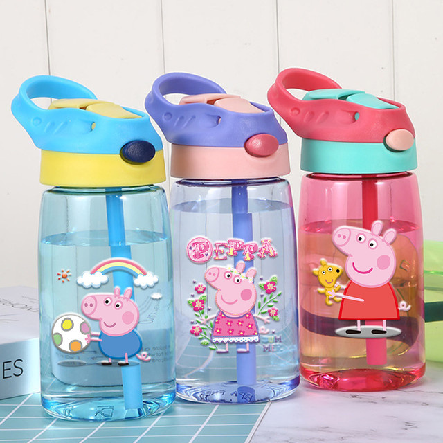 Hasbro Peppa Pig Wasserbecher mit Strohhalmen, Trinkflasche, 480ml - Bild 1