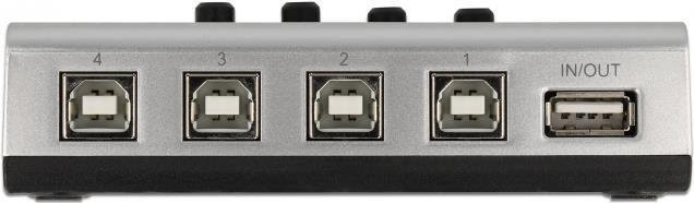 Delock USB 2.0 Umschalter für 4 Peripheriegeräte in Schwarz und Silber (87763) - Bild 1