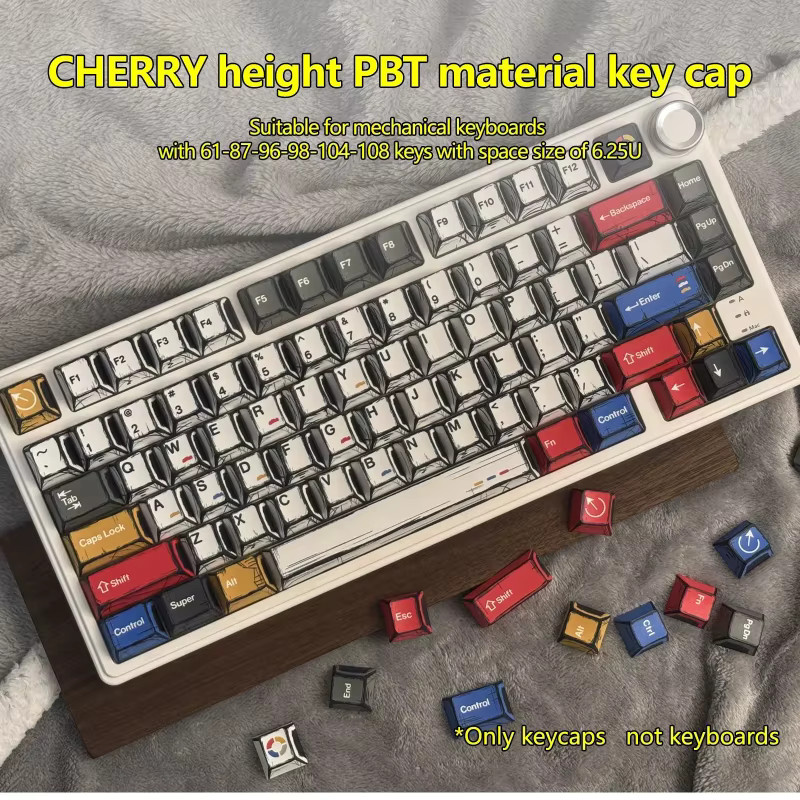 Comic Mixed Lights PBT Tastenkappen im Cherry-Profil für mechanische MX-Switches, 136 Stück, Mehrfarbig - Bild 3