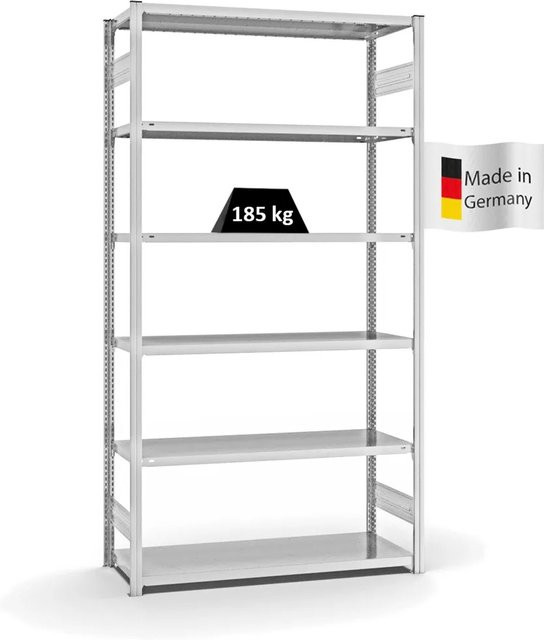 PROREGAL Fachbodenregal Stecksystem T-Profil Light-Duty in Lichtgrau mit 6 Ebenen, H x B x T: 250 x 130 x 50 cm - Bild 1