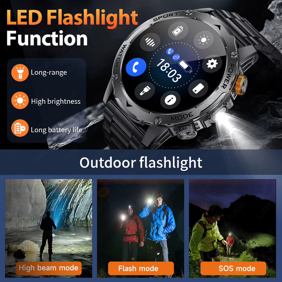 LIGE Smartwatch, Edelstahl, Schwarz, Herren - Bild 4