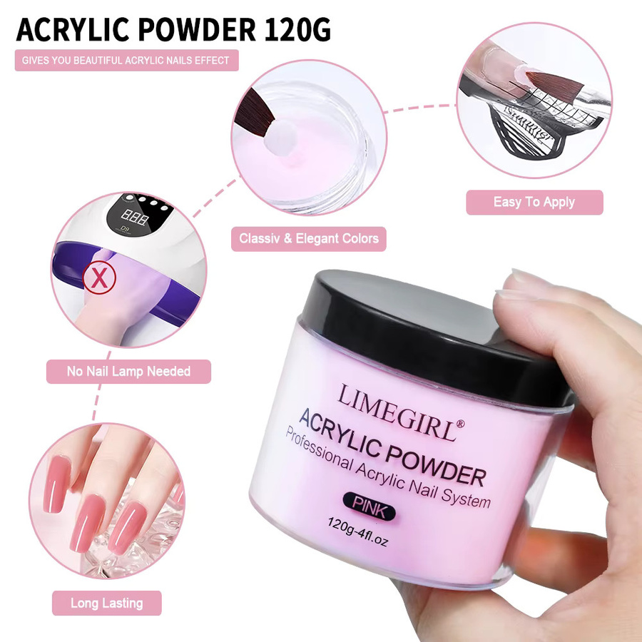 Limegirl Acrylpulver, rosa-weiß, 120 g, Glänzend - Bild 3