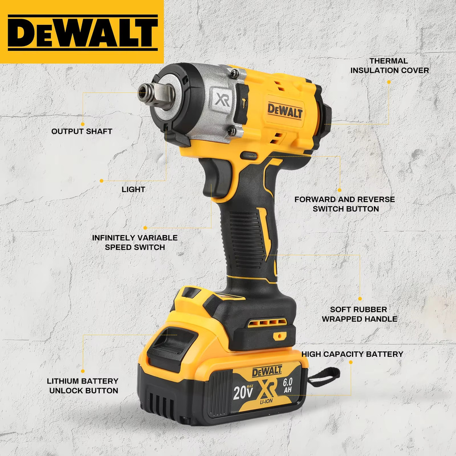 DeWalt DCF922 Kabelloser Schlagschrauber mit 205 Nm Drehmoment und 1/2 Zoll Aufnahme für 20V Akku-Elektrowerkzeuge - Bild 3