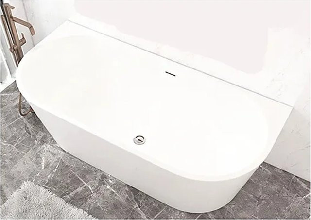 Duschparadies Freistehende Acrylbadewanne in Weiß, Oval, B/T/H: 170 x 80 x 60 cm mit Siphon - Bild 1
