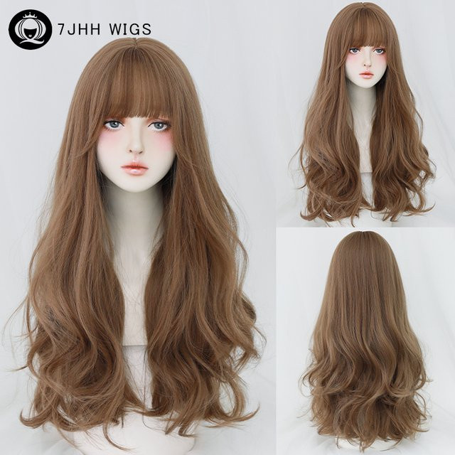 7JHH WIGS Perücke, Honigbraun, mit Pony, Synthetik, Damen - Bild 1