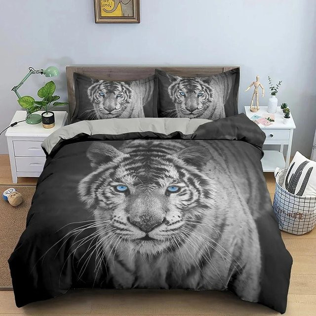 Tiger Wildtier Bettwäscheset mit Reißverschluss B/H: 135 x 200 cm - Bild 1