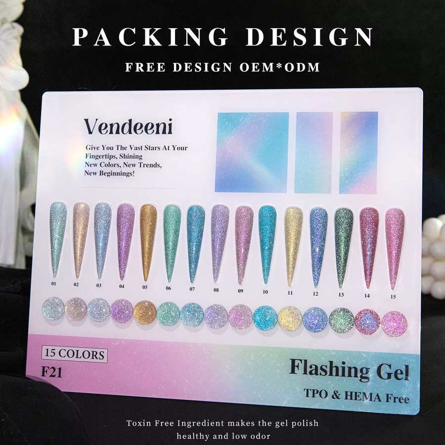 Vendeeni F21 Gel Nagellack, Schimmernd - Bild 6