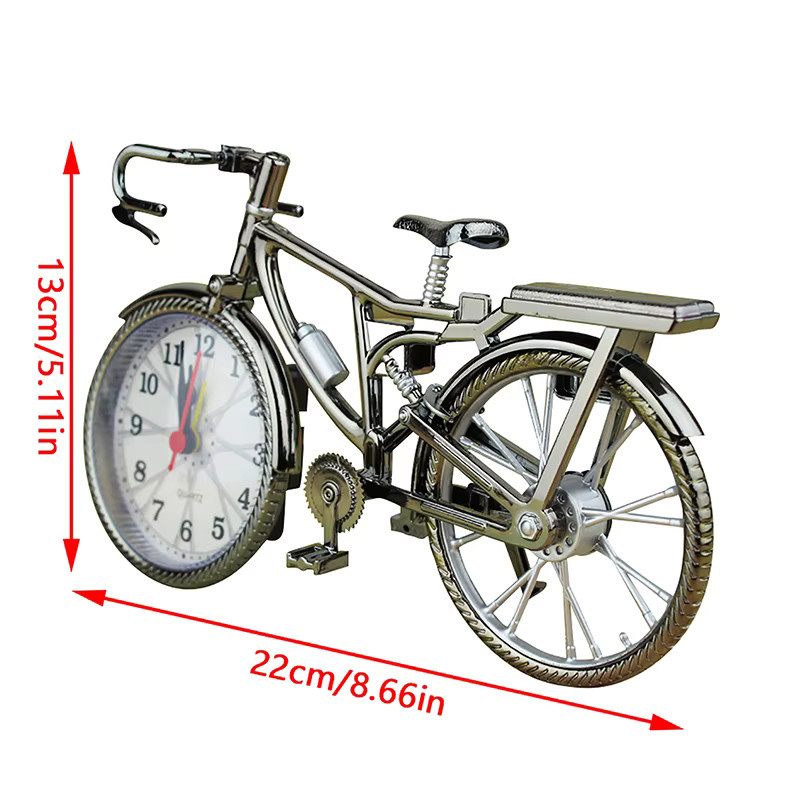 Hausgarten Vintage Tischwecker in Fahrradform mit arabischen Ziffern aus Metall in Bronze - Bild 2