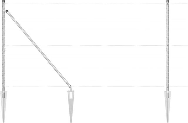 vidaXL Zaunpfosten aus Stahl mit Einschlaghülse, 7 Stück, Silber, H: 160 cm, B: 3,2 cm, T: 3,2 cm - Bild 1