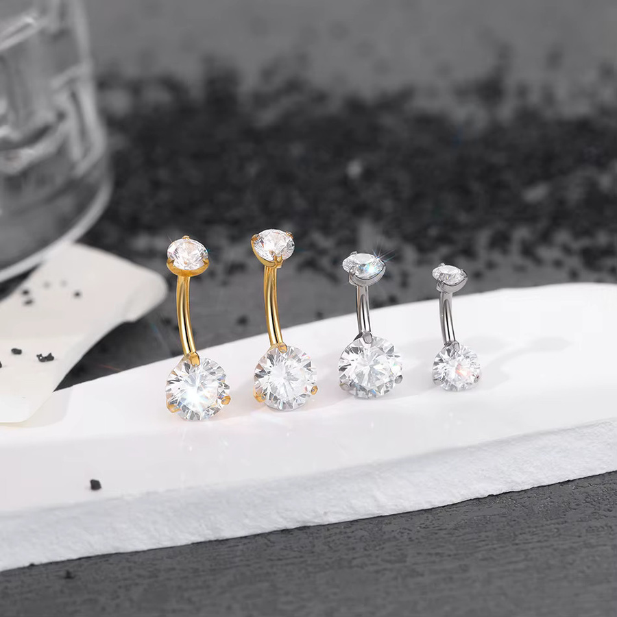 WTX Bauchnabelring Titan, Tropfen Form, Doppel Zirkonia, Damen - Bild 2