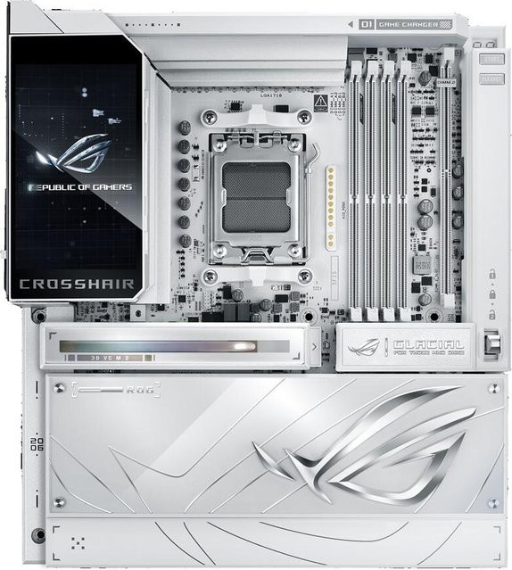 Asus ROG CROSSHAIR X870E GLACIAL Gaming-Mainboard AM5 E-ATX DDR5 WiFi 7 in Weiß - Bild 1
