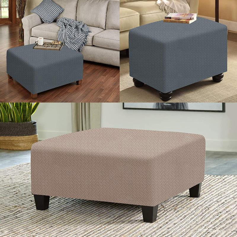 Waschbarer Jacquard Ottoman Bezug aus Stretch-Stoff in Schwarz für Hocker und Bänke von Your Warm Home - Bild 3