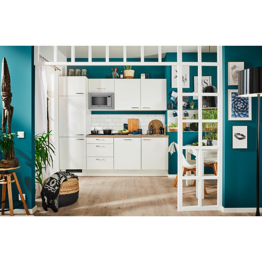 pino Küchenzeile Weiß mit Geräteschrank Breite: 240 cm, Tiefe: 60 cm, Höhe: 220,6 cm - Bild 2