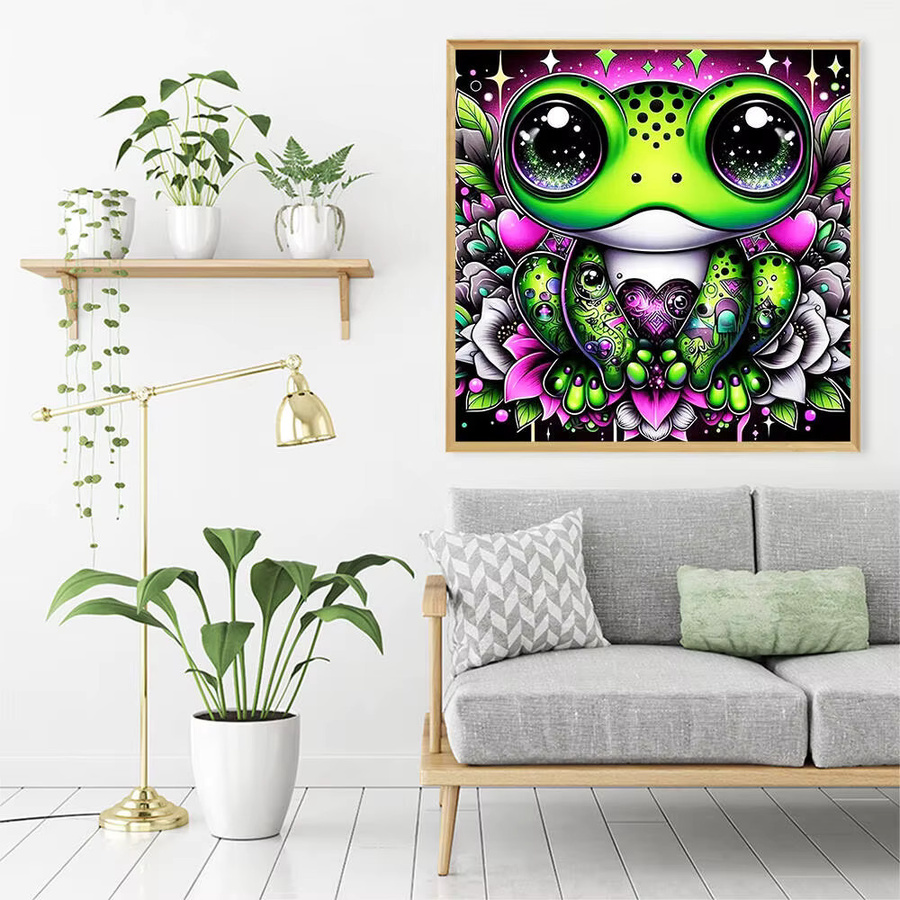 Evershine DIY Frosch Diamantmalerei als Cartoon Wanddekoration für Erwachsene und Anfänger, Mehrfarbig, B/H: 20 x 20 cm - Bild 3