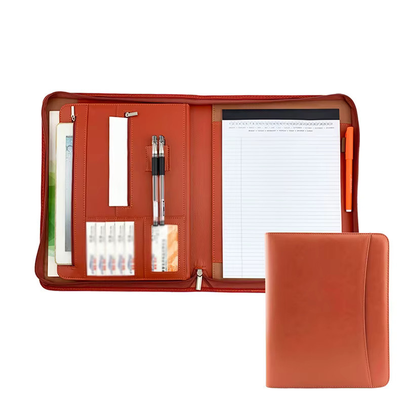 ZJMZYM Ledermappe mit Reißverschluss in Braun als Business-Portfolio für iPad und Dokumente - Bild 3