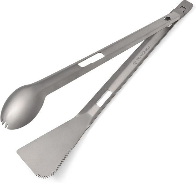 TOMSHOO Titan-Servierzange aus Edelstahl in Silber mit Spork und gezahntem Spatel für Camping und Outdoor - Bild 1
