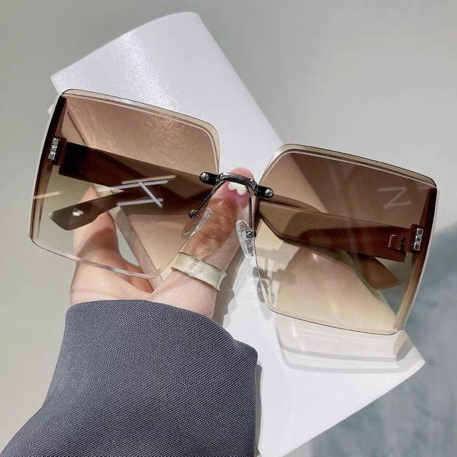 Fashion Square Sonnenbrille, Square, Kunststoff, randlos, braun, Damen - Bild 1