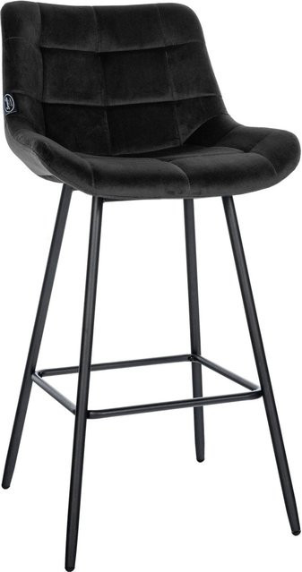 DELUKE Barhocker VISEN Barstuhl mit Lehne aus Samt in Schwarz, B/T/H: 49 x 56 x 104 cm - Bild 1