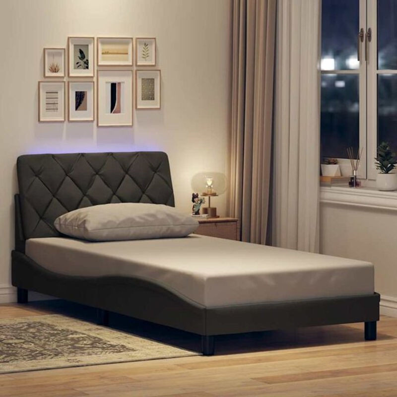 Modernes Polsterbett mit LED von vidaxl in Anthrazit, B/T: 100 x 200 cm - Bild 1
