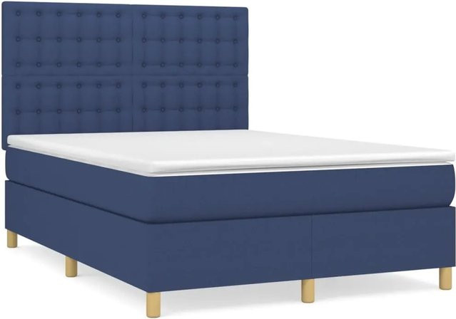 vidaXL Boxspringbett mit Matratze Hybrid Blau B/T: 140 x 200 cm - Bild 1