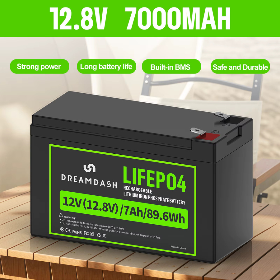DREAMDASH LiFePO4 Batterie mit integriertem BMS, wiederaufladbare Lithium-Eisenphosphat-Batterie in Schwarz für Wohnmobile, Golfcarts, Solaranlagen und Boote - Bild 4
