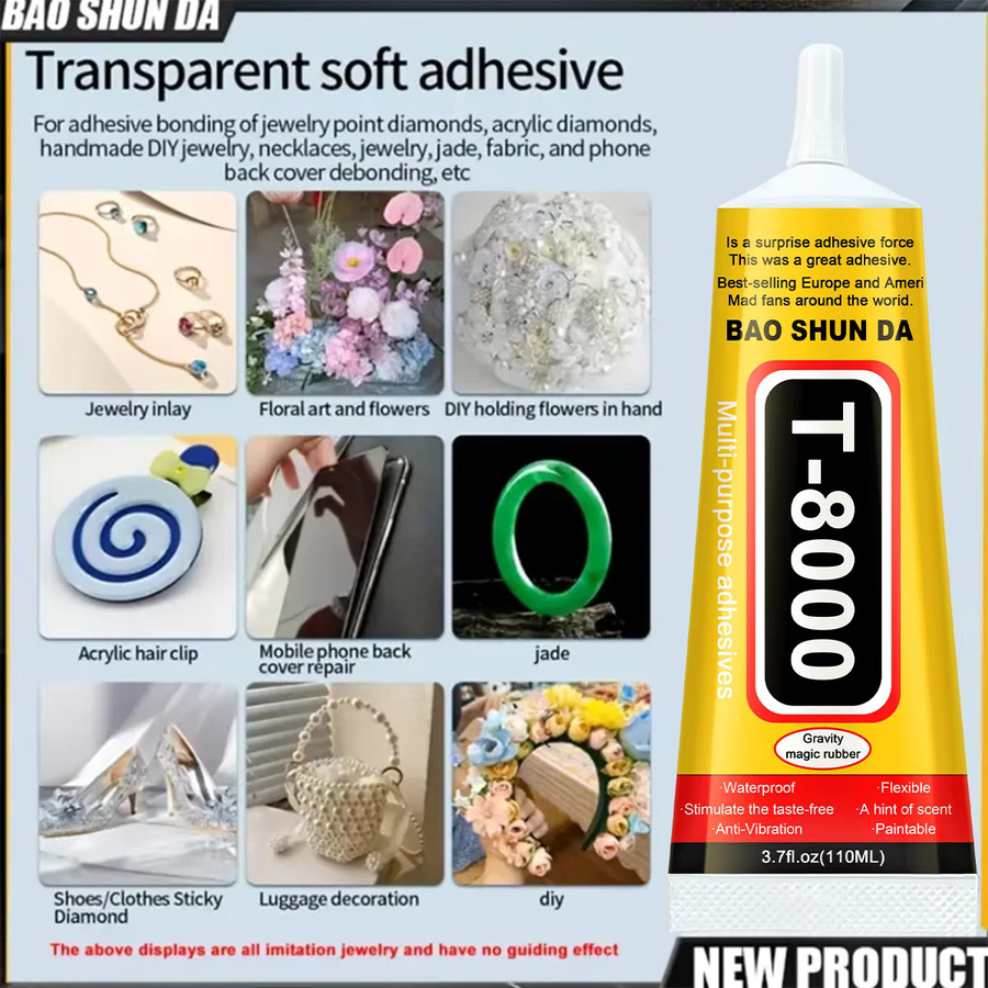 Transparenter Präzisionskleber T8000 für Schmuck, Strasssteine und Reparaturen in flüssiger Form - Bild 5