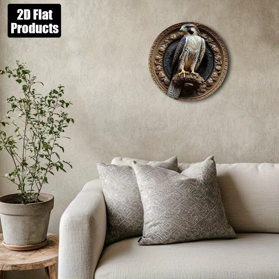 HELLOYOUNG Valkyrie Aluminium Adler Metall-Wandschild, rundes Wohndekor in Weiß, Durchmesser: 20,32 cm - Bild 4