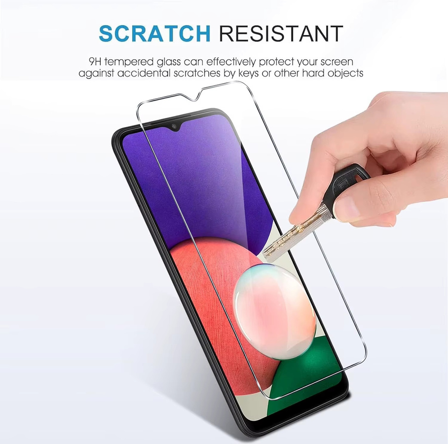 Leeshionz Displayschutz aus gehärtetem Glas für Samsung Galaxy A22 5G, 6,6 Zoll, hochauflösend und Anti-Drop, transparent - Bild 4