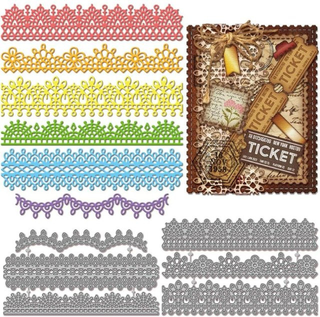 Metall Spitzen-Stanzform mit Eckbordüre als Prägevorlage für Scrapbooking und Bastelarbeiten - Bild 1