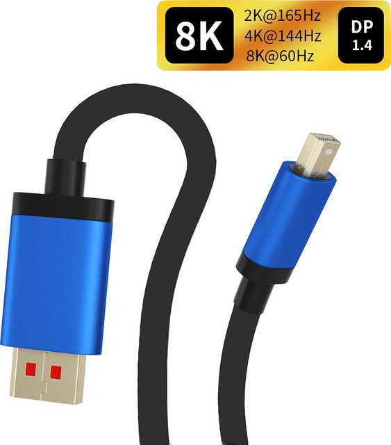 VBDWRM Mini Displayport zu Displayport Kabel bidirektional 8K 144Hz in Weiß - Bild 1