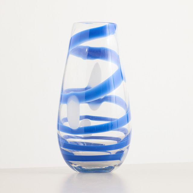 Moderne Glas Vase von BLUME2000 in Transparent/Blau für den Tisch, Höhe: 28,5 cm - Bild 1
