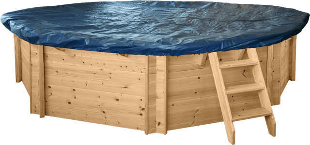 Interline Winter Abdeckplane für Holzpools, rund, Durchmesser: 3,55 m, blau/schwarz - Bild 1