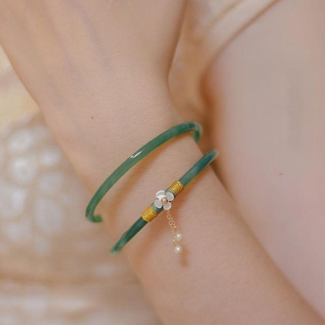 Armreifen Jade, Grün, Damen, 63 mm - Bild 1