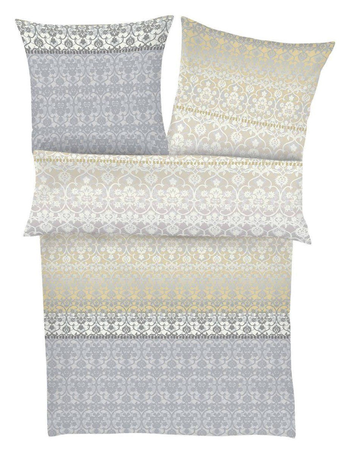 Ibena Zeitgeist Mako-Satin Bettwäsche 2-tlg. mit Ornamenten in Silber, B/H: 155 x 220 cm und 80 x 80 cm - Bild 1