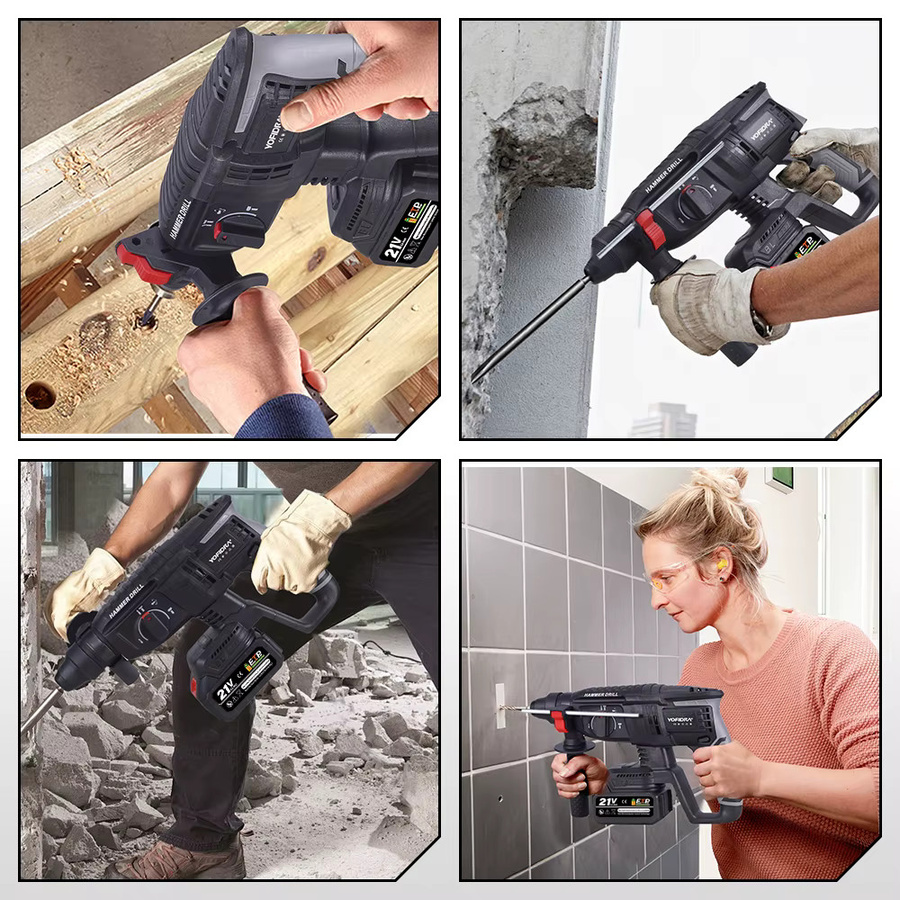 YOFIDRA Bürstenlose elektrische Schlagbohrmaschine Multifunktions Schlaghammer Cordless in Schwarz für Makita LXT Akkus - Bild 6
