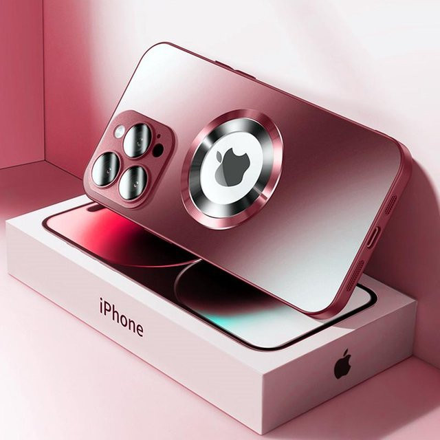 Lolozzx Magnetische Hülle mit Kameraschutz und MagSafe Kompatibilität für iPhone 16 Pro Max 15 14 13 12 11 in Pink, Matt und Stoßfest - Bild 1