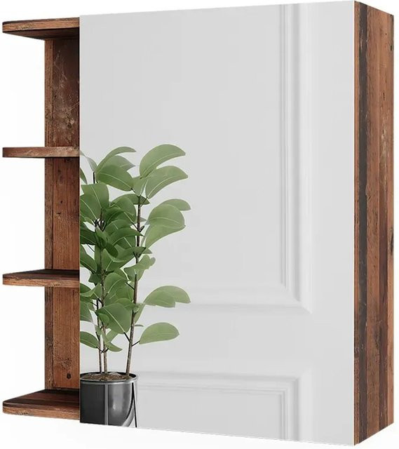 Vicco Spiegelschrank Fynn Oldstyle in Braun mit Glasfront und Regalböden, B/H: 62 x 64 cm - Bild 1