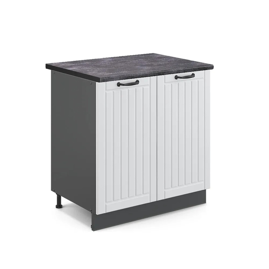 Vicco Spülenunterschrank Fame-Line in Weiß und Anthrazit im Landhausstil mit Regal, B/T/H: 80 x 60 x 82 cm - Bild 2