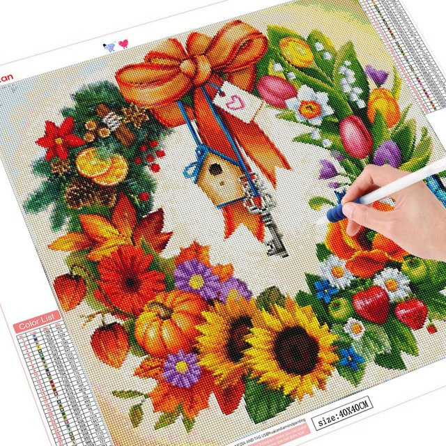 Diamond Painting Set FIYO Floral Mosaik in Schwarz und Multicolour, B/H: 30 x 30 cm - Bild 1