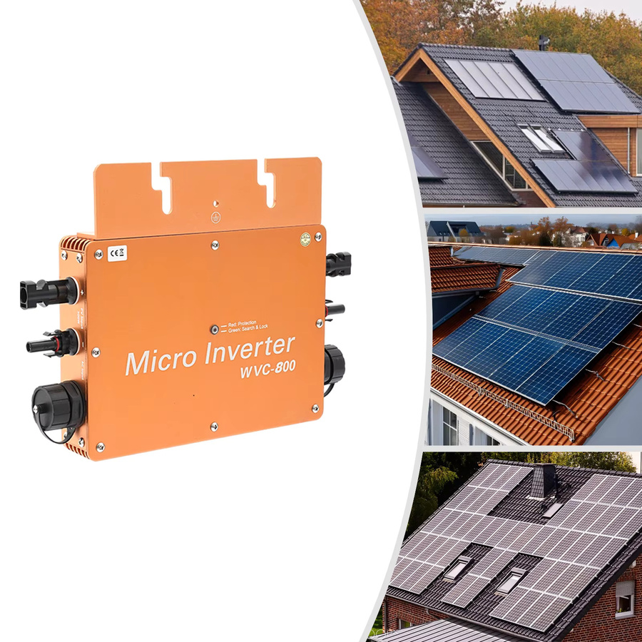 800 W Solar-Wechselrichter mit LCD-Display in Gold, 22–50 VDC zu 120 V/230 V AC, EU-Stecker - Bild 3