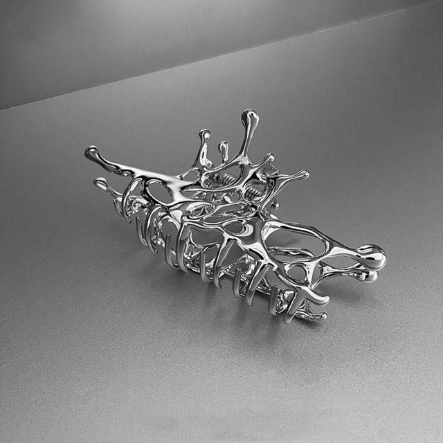Leqingshi Haarkrebsklammer, Geometrische Krallenclips, Silber, Damen - Bild 1