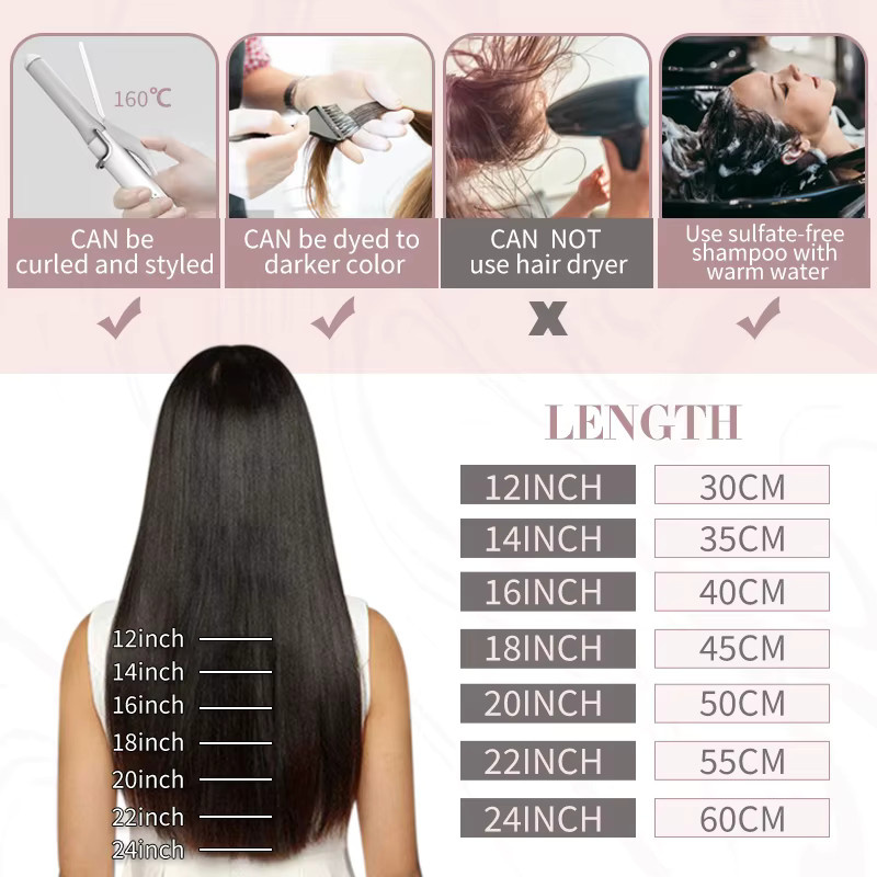 Ugeat Clip-in-Haarverlängerungen, Echthaar, Remy-Haar, Damen, 7 Stück - Bild 4