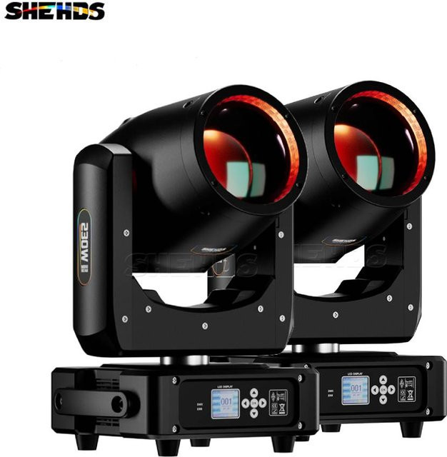 SHEHDS 2er-Set Mini Moving Head 230W 7R Strahl Glühbirne RGB Regenbogen-Beleuchtung in Schwarz - Bild 1
